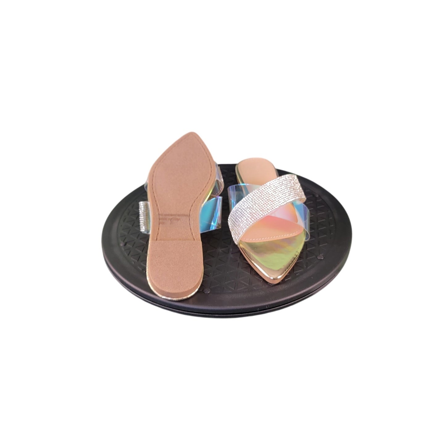 Wild Diva Carmia Women's Holographic Rhinestone Slide Sandal NWOT Sz 6.5-8