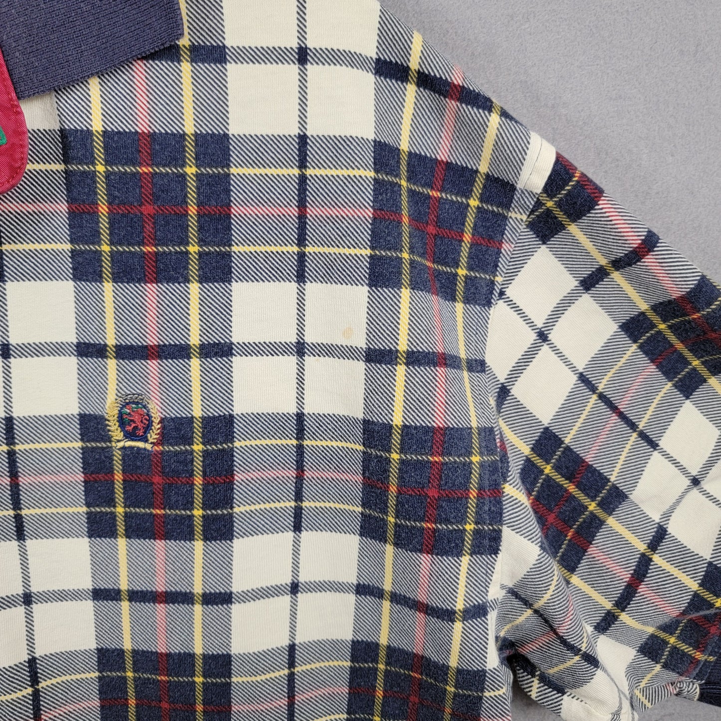 Vintage Tommy Hilfiger Shirt Mens L Plaid Heavy Cotton Polo Lion Crest 90s Used5