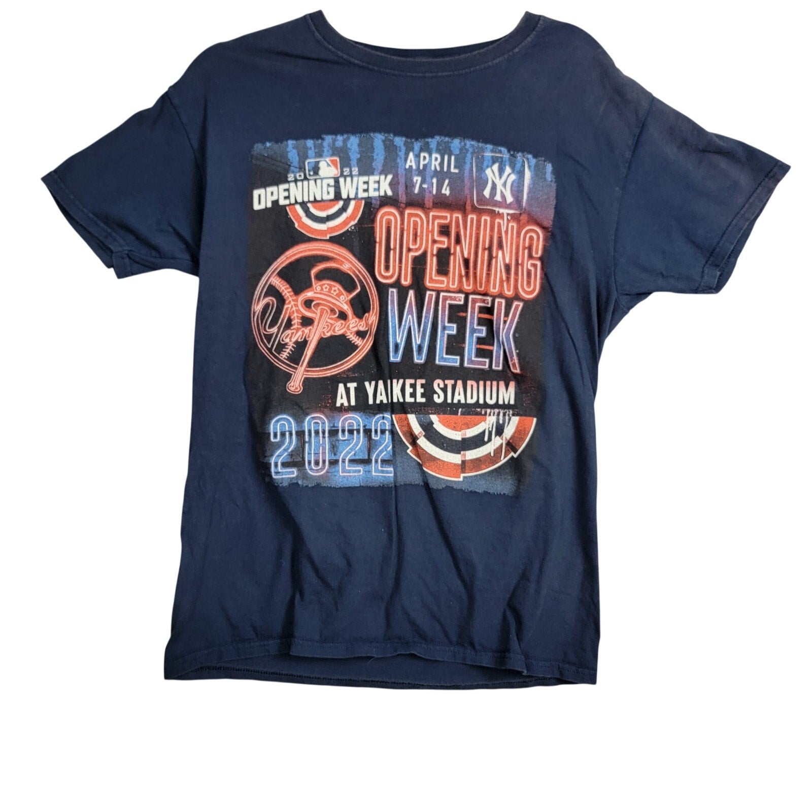 Yankees Opening Week 2022 T Shirt Adult M Navy Fruit Of The Loom Used0
