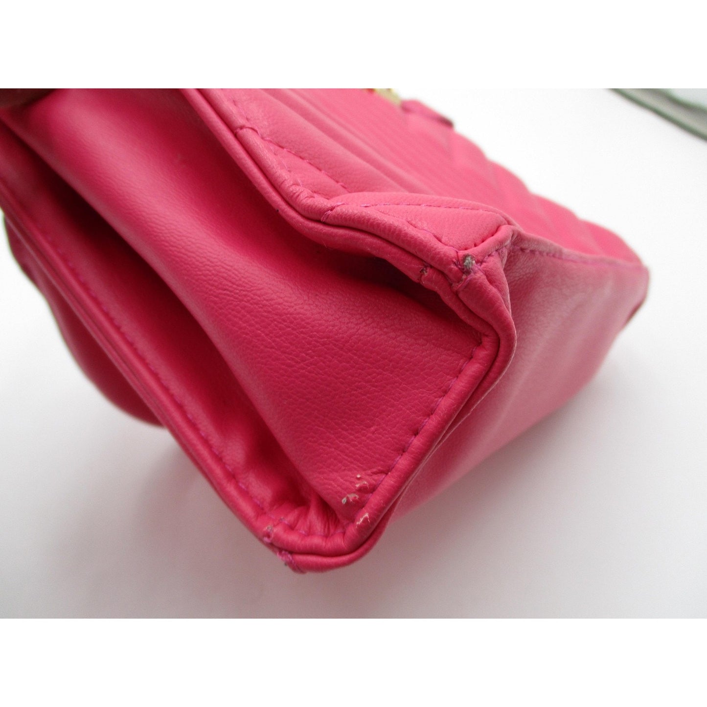 Bebe Satchel Bag Womens Mini Hot Pink Quilted Faux Leather Crossbody Purse Gold