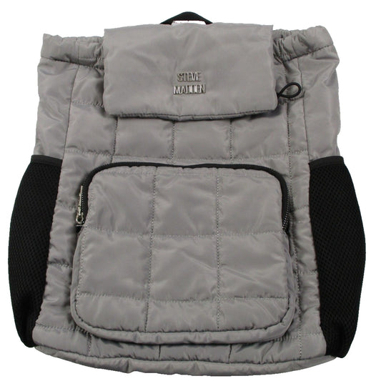 Steve Madden Backpack Womens Medium Gray Quilted Drawstring Travel Bag Pockets