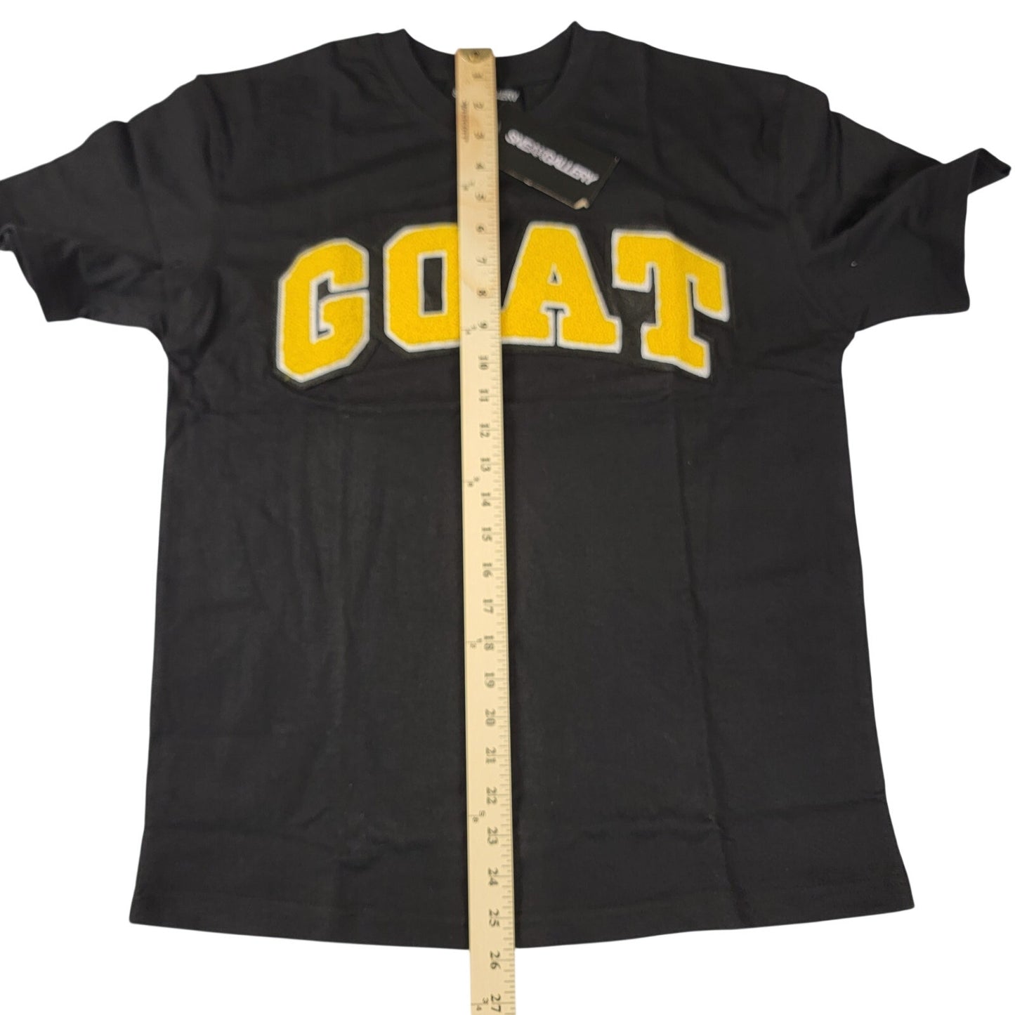 SneakGallery GOAT Chenille Tee Shorts Set Black Yellow Small NWT Streetwear3