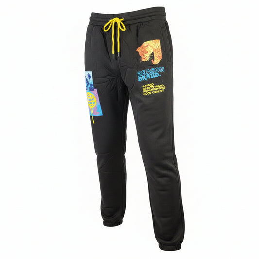Reason Brand Mens Jogger Sweatpants Sz XL Black Leopard Graphic NWT0