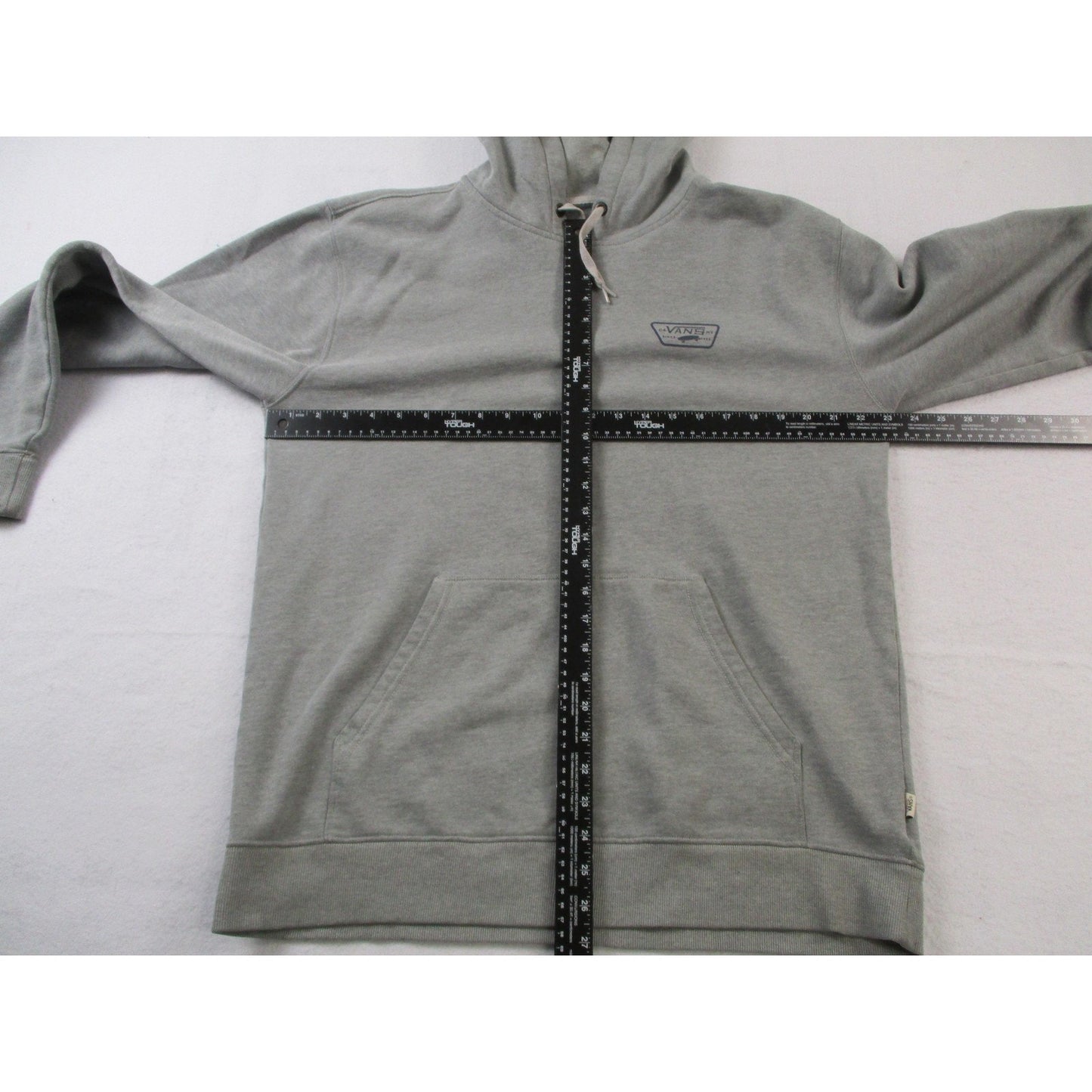 Vans Hoodie Mens Large Gray Pullover Fleece Sweatshirt CA NY Since 1966 Logo Pre-Owned