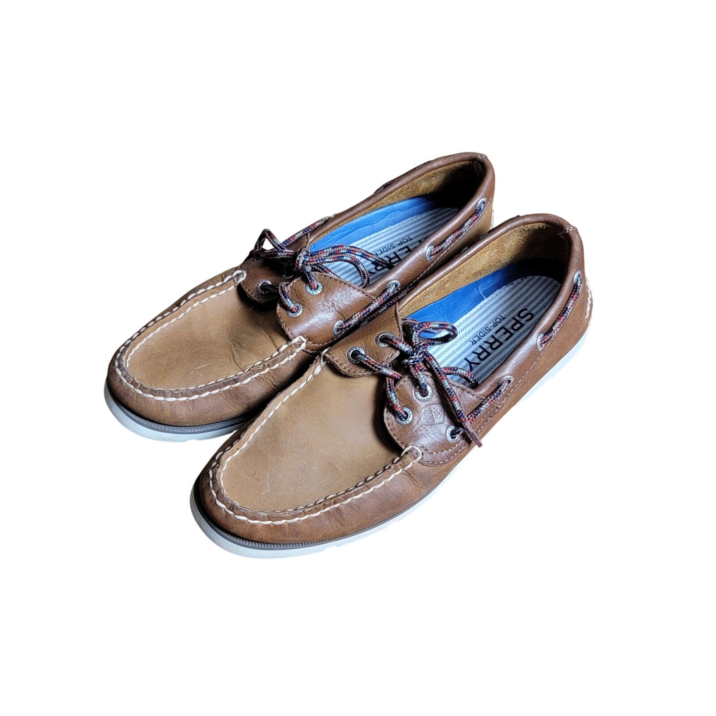 Sperry Top-Sider Leeward 2-Eye Boat Shoe Tan Brown Leather Mens 8.5 STS241010