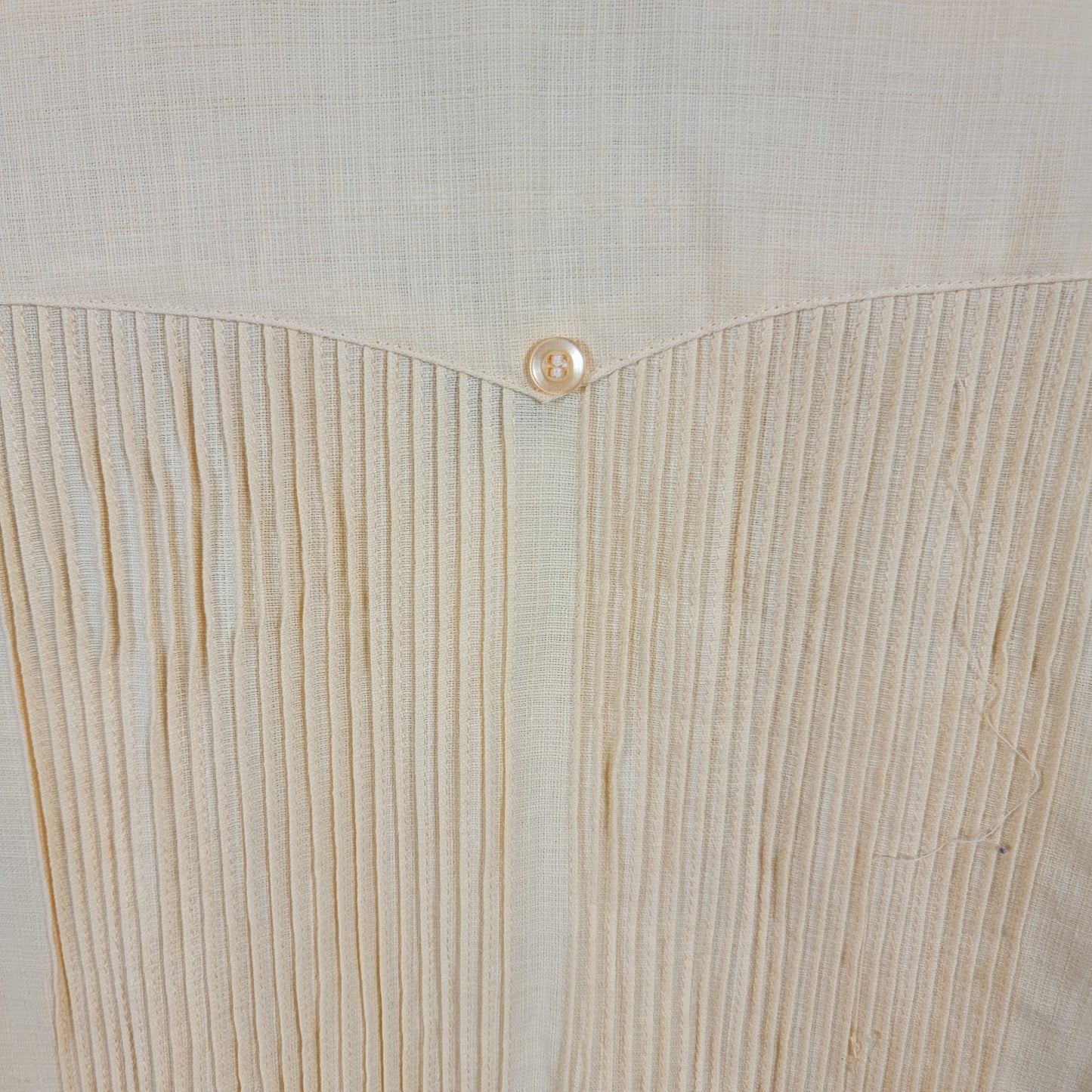 William's Guayaberas Finas Linen Shirt Cream Mens Size 44 Preowned Oaxaca7
