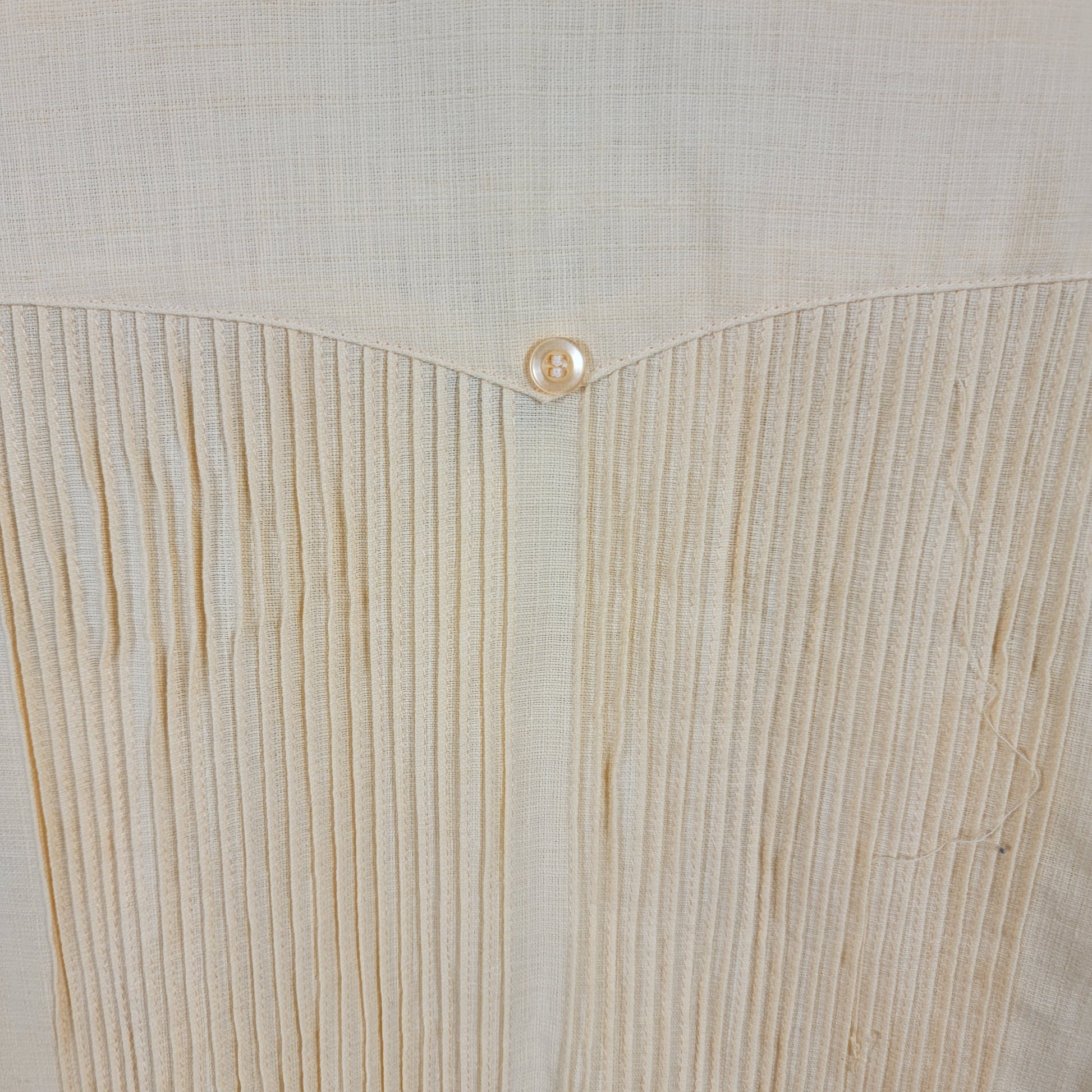 William's Guayaberas Finas Linen Shirt Cream Mens Size 44 Preowned Oaxaca7