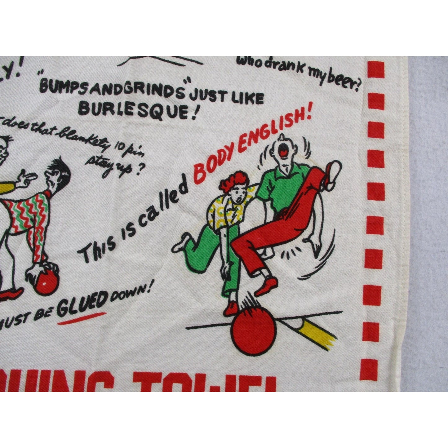 Bowlers Crying Towel Multicolor Cotton Retro Bowling Kitchen Tea Towel Humor