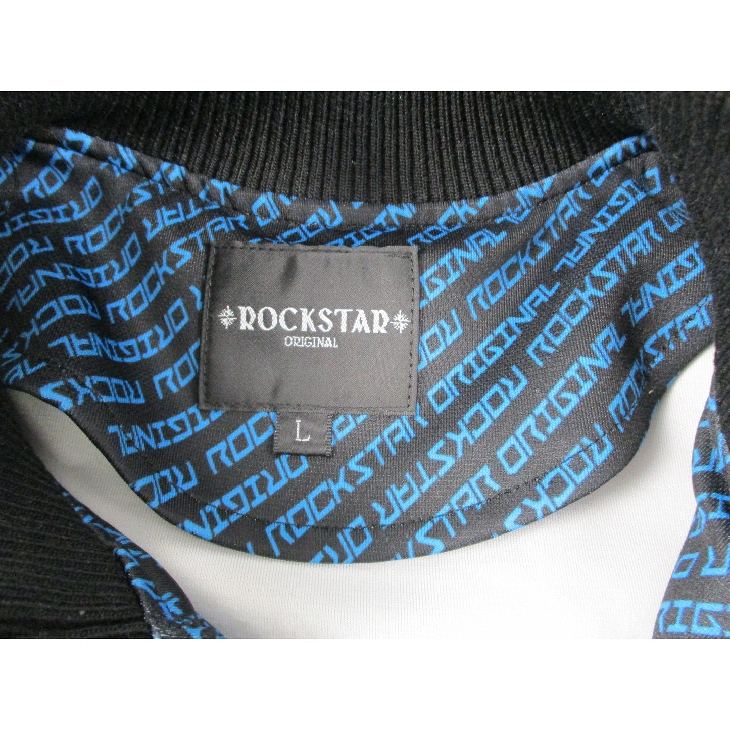 Rockstar Original Tracksuit Set Mens Large Black Blue Logo Track Sweatsuit Zip