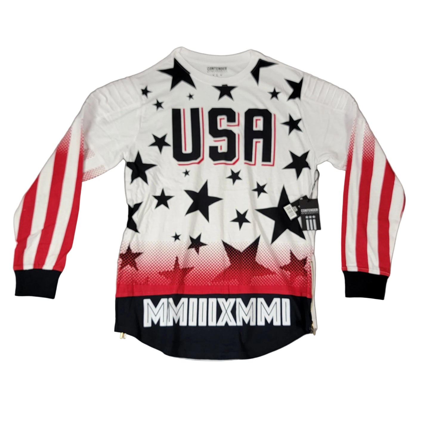 Contender USA Long Sleeve Shirt Red/White/Blue Men's New With Tags 04-05