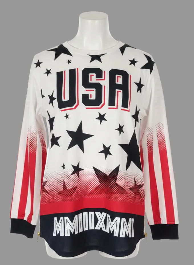 Contender USA Long Sleeve Shirt Red/White/Blue Men's New With Tags 04-05