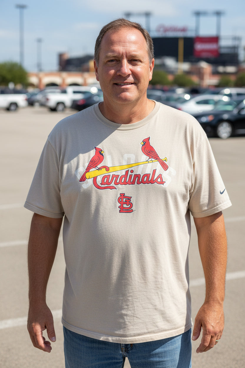 Vintage 2005 Nike St. Louis Cardinals Tee Tan Athletic Cut 3XL Preowned