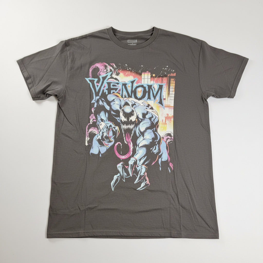 Marvel Venom City Aflame Graphic T-Shirt — Charcoal — Men's NWT