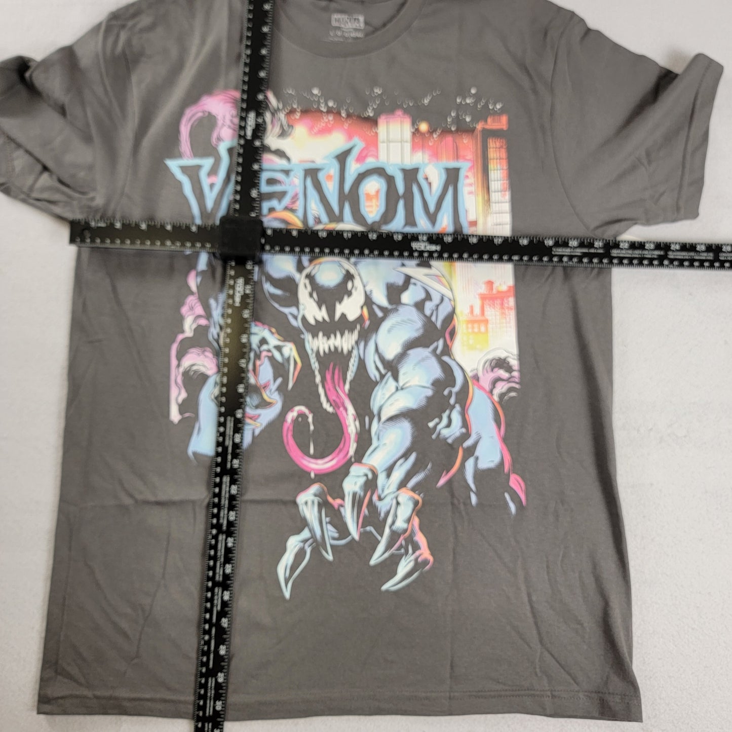 Marvel Venom City Aflame Graphic T-Shirt — Charcoal — Men's NWT