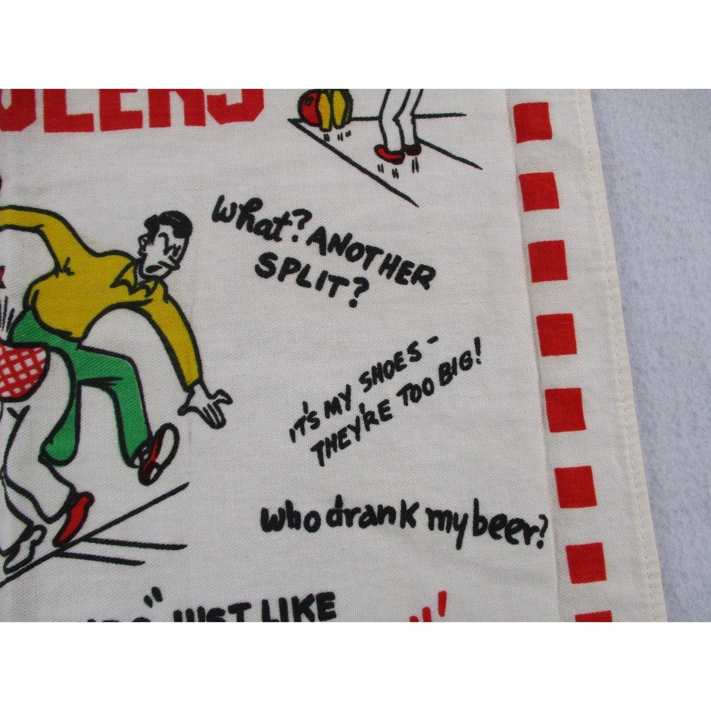 Bowlers Crying Towel Multicolor Cotton Retro Bowling Kitchen Tea Towel Humor