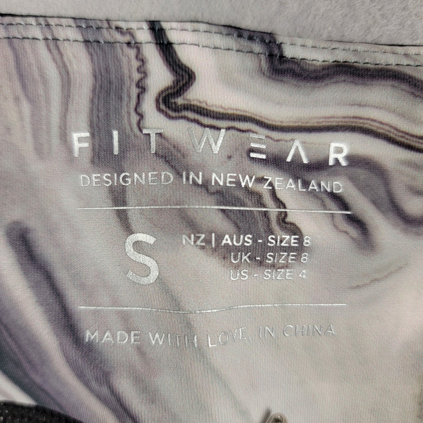 Fitwear Womens Small Black Marble Side Panel Cropped Leggings NWT5