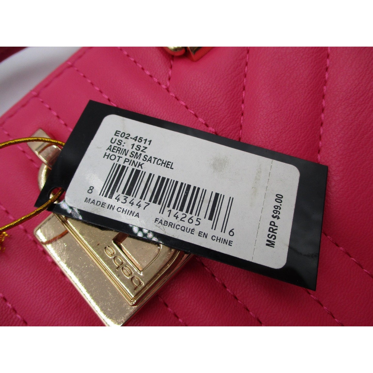 Bebe Satchel Bag Womens Mini Hot Pink Quilted Faux Leather Crossbody Purse Gold