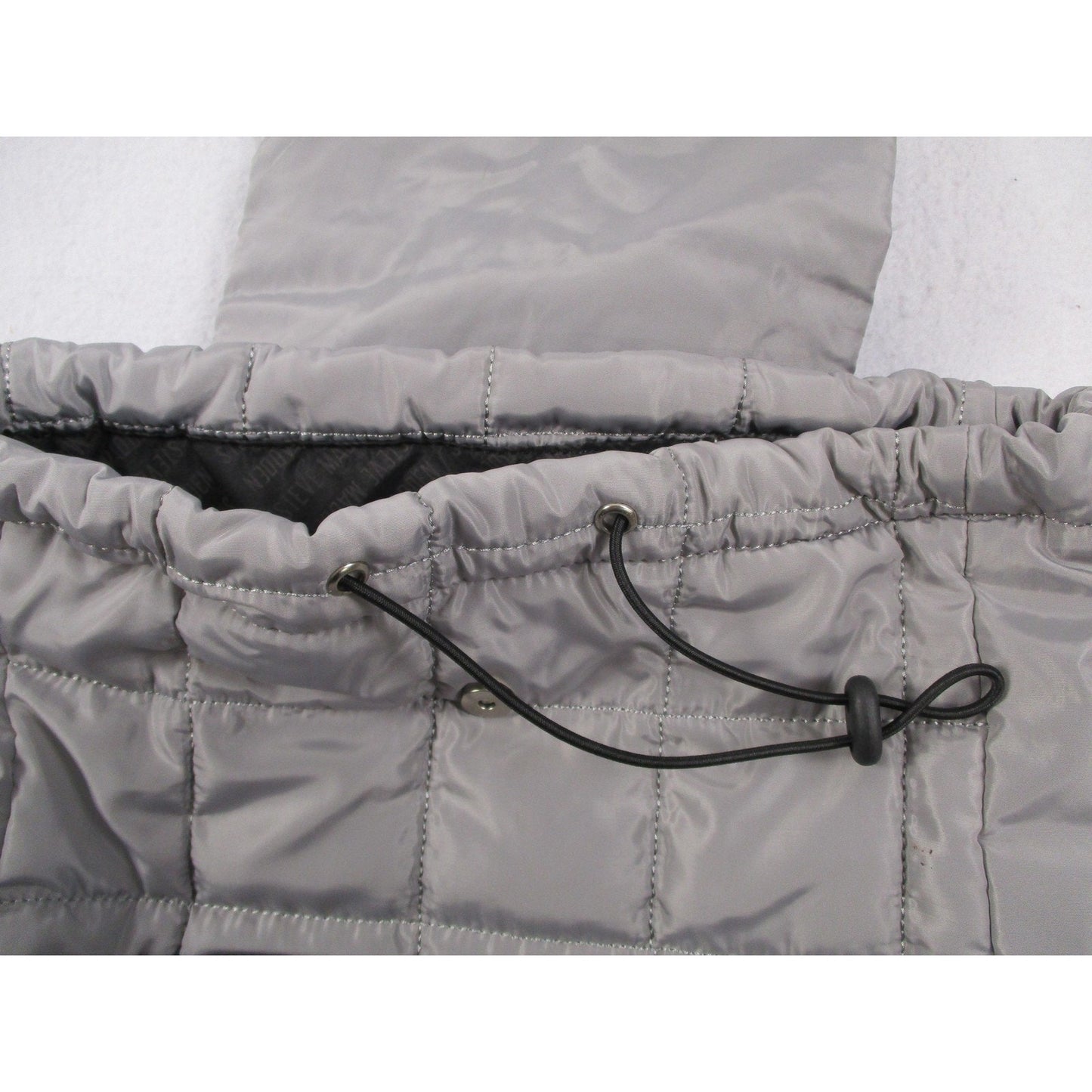 Steve Madden Backpack Womens Medium Gray Quilted Drawstring Travel Bag Pockets