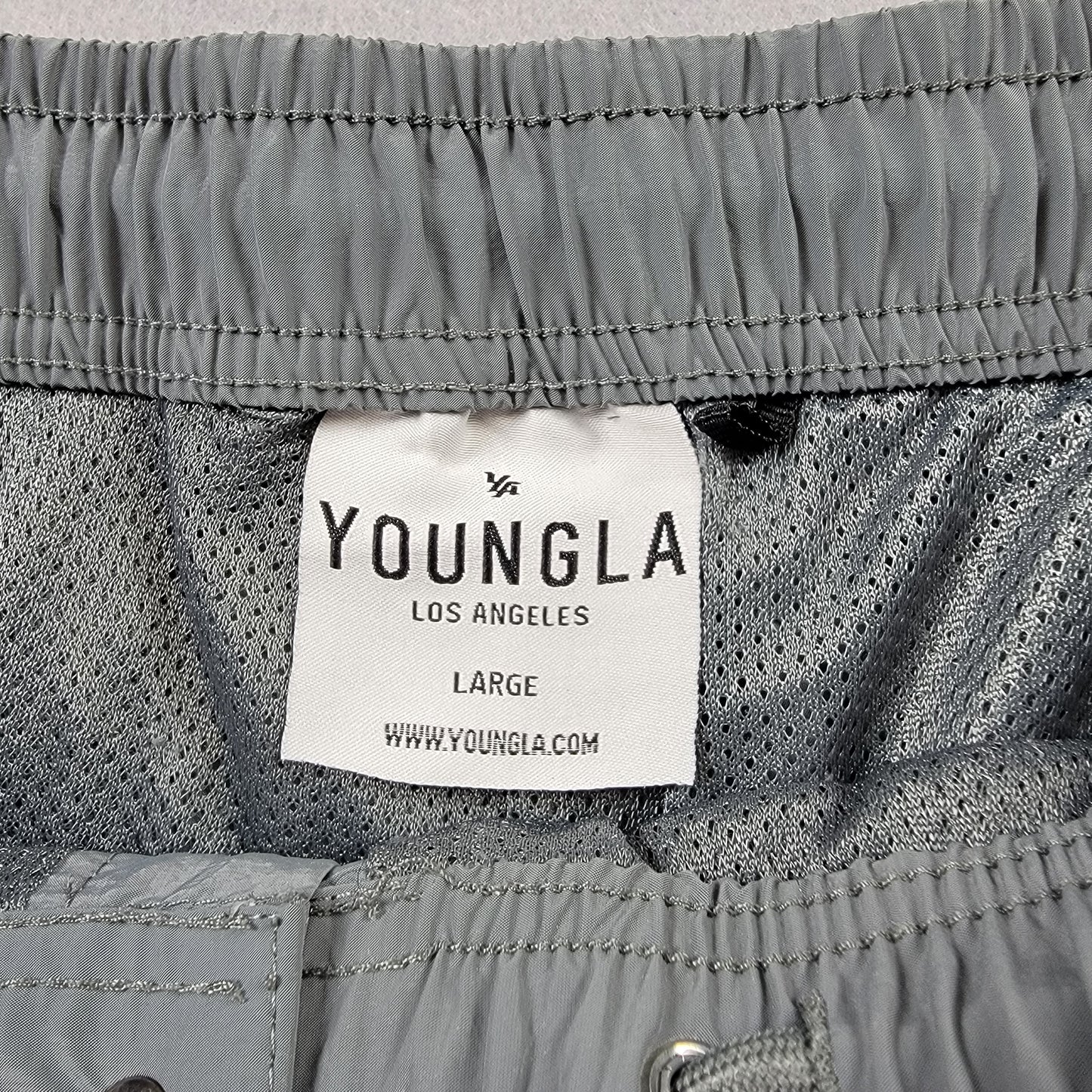 YoungLA Men’s Large Gray Nylon Track Pants Joggers Zipper Pockets Adjustable Hem4