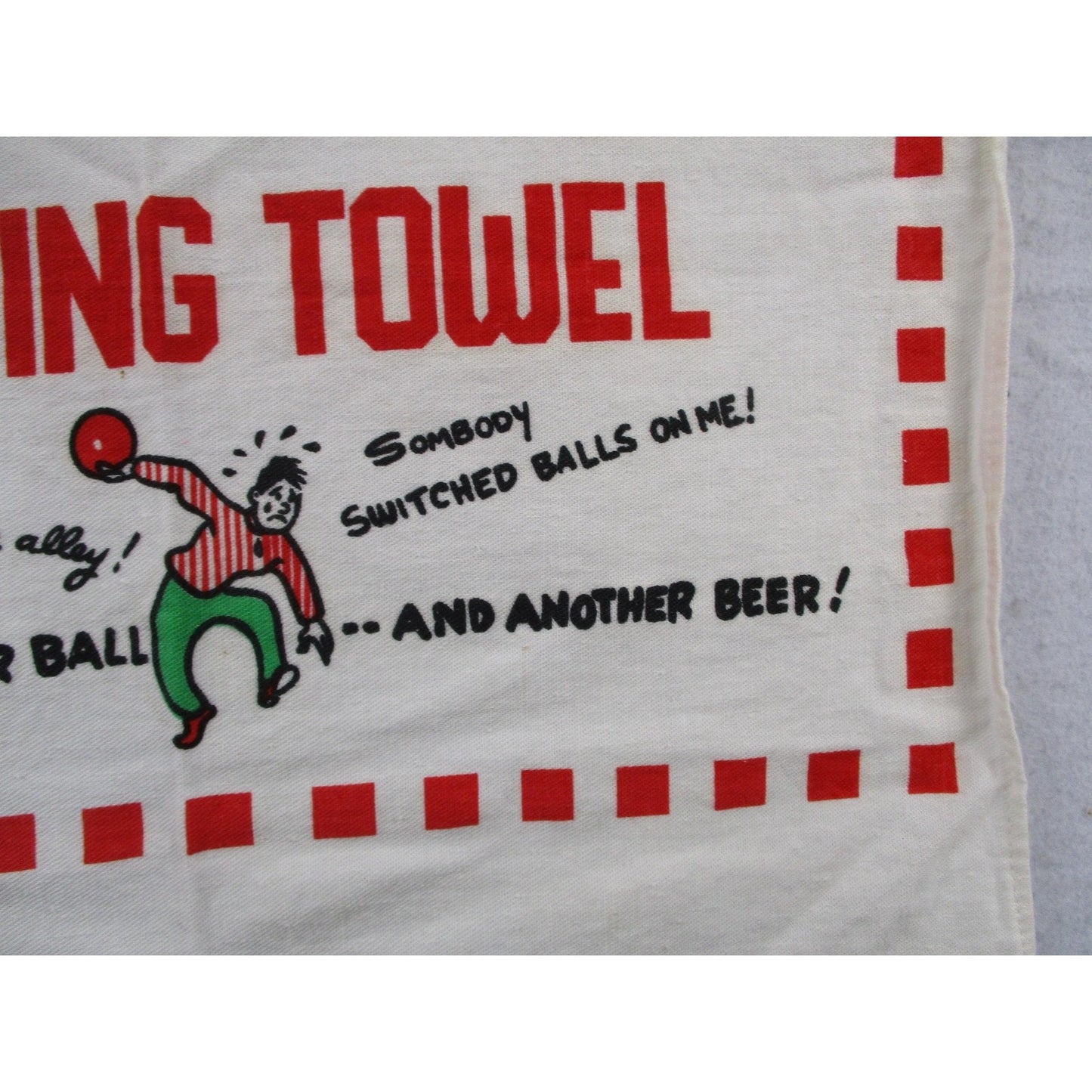 Bowlers Crying Towel Multicolor Cotton Retro Bowling Kitchen Tea Towel Humor