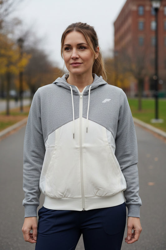 Fitwear Hoodie Jacket Womens M Full Zip Grey White Colorblock New Zealand NWT0