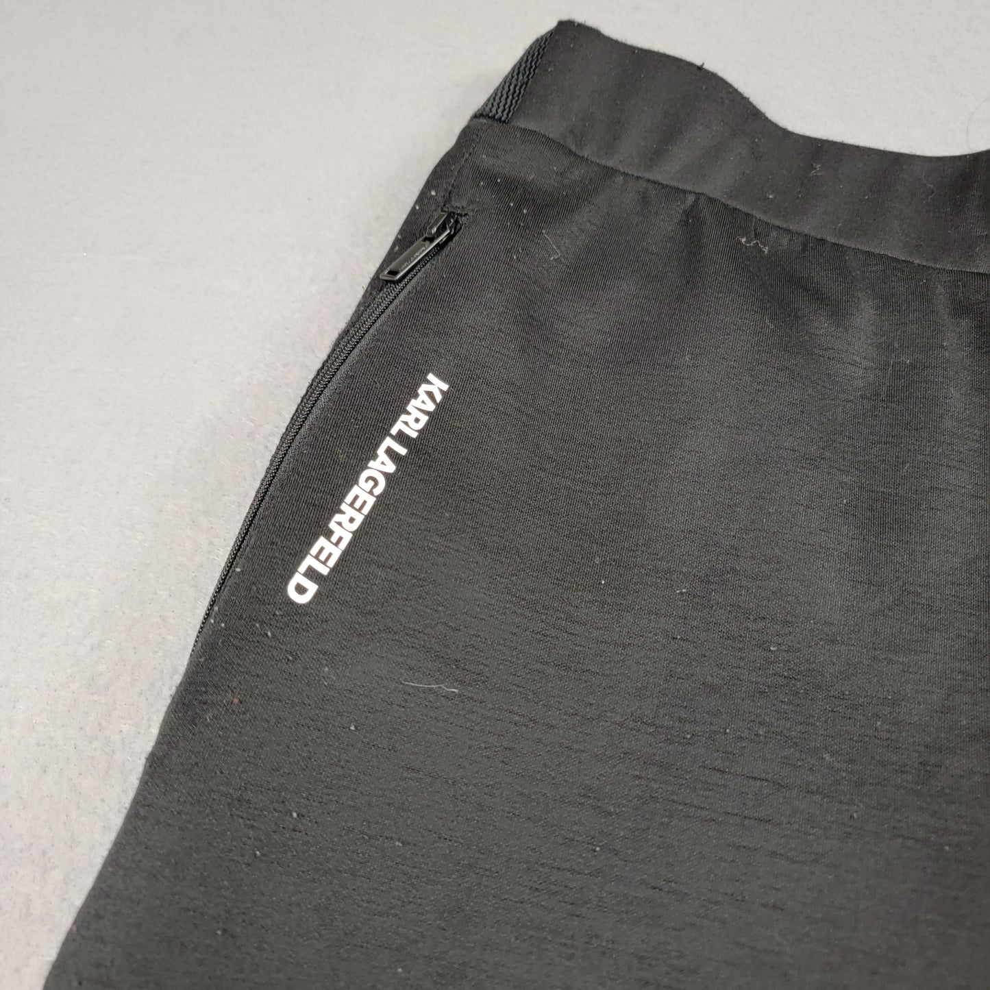Karl Lagerfeld Paris Track Pants Men’s Large Black White Stripe Zipper Pockets2