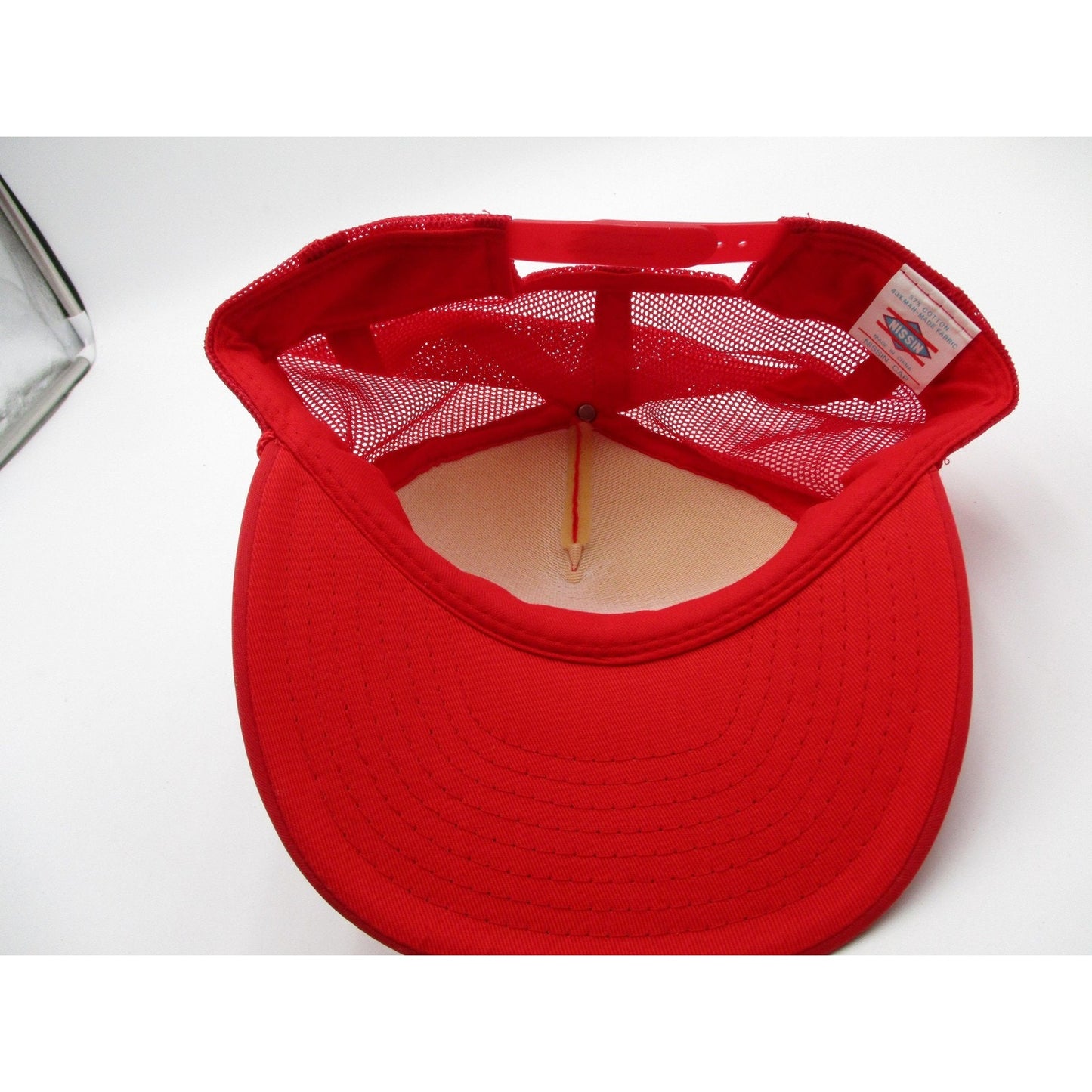 Nissin Cap Peterbilt Hat Cap Snap Back Mens Osfm Red Mesh Trucker Embroidered