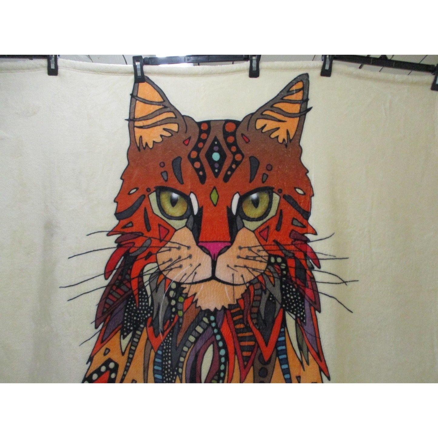 Society6 Throw Blanket 50x60 Multicolor Pop Art Cat Fleece Reversible