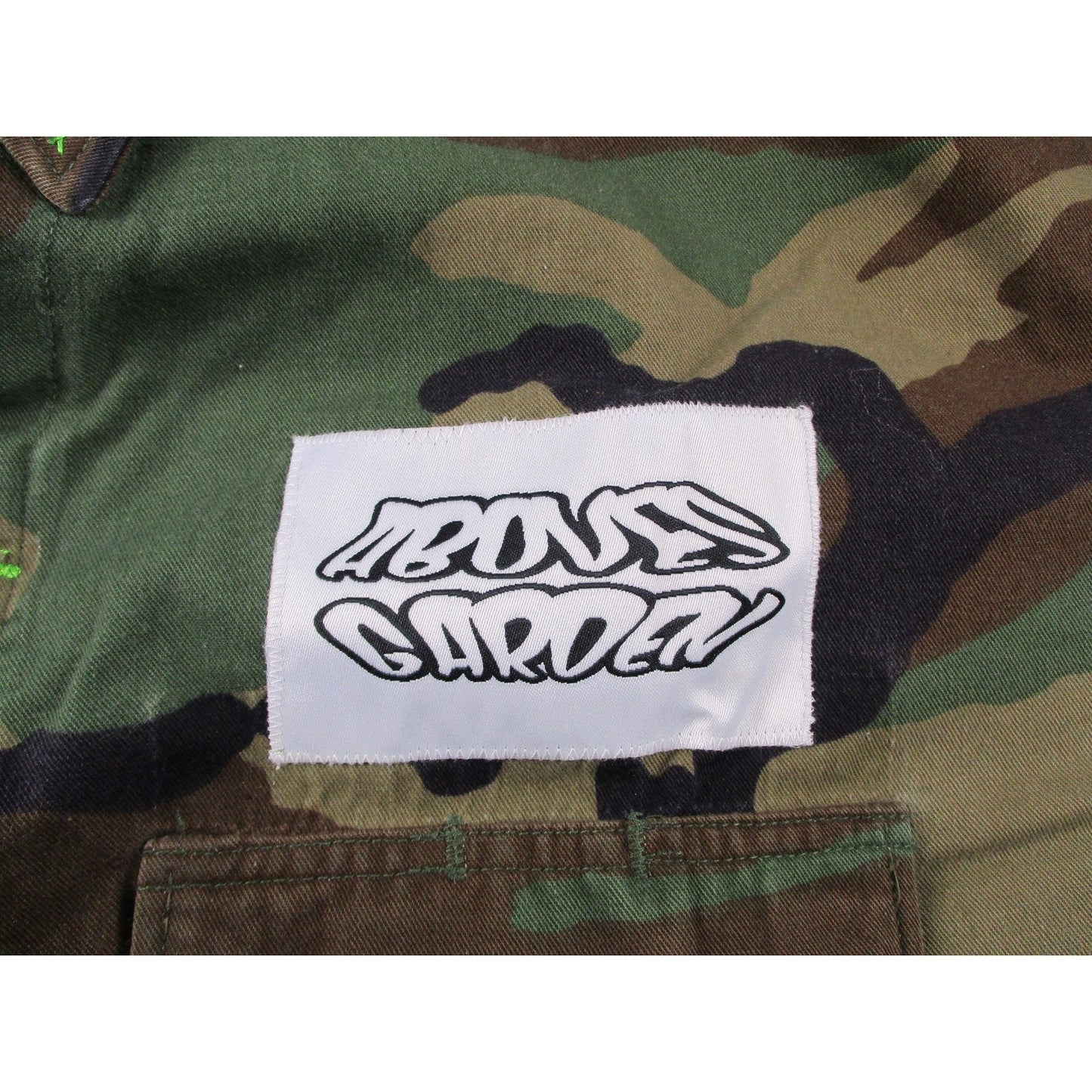 Aboves Garden Custom Jacket Mens Xlt Green Camo Military Skull Dragon Patchwork