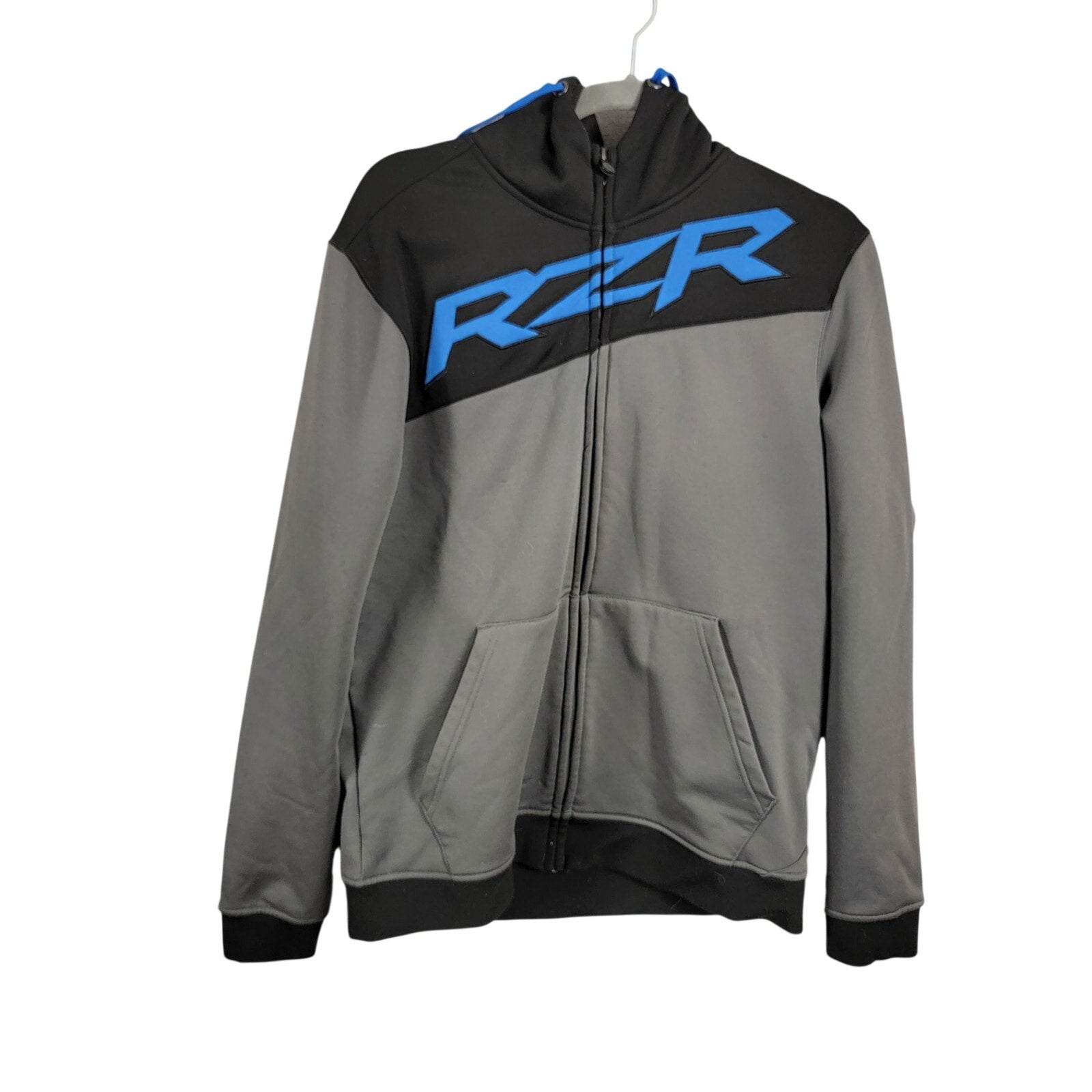 Polaris RZR Tech ORV Full Zip Hoodie Mens Medium Gray Black Blue Preowned 3120