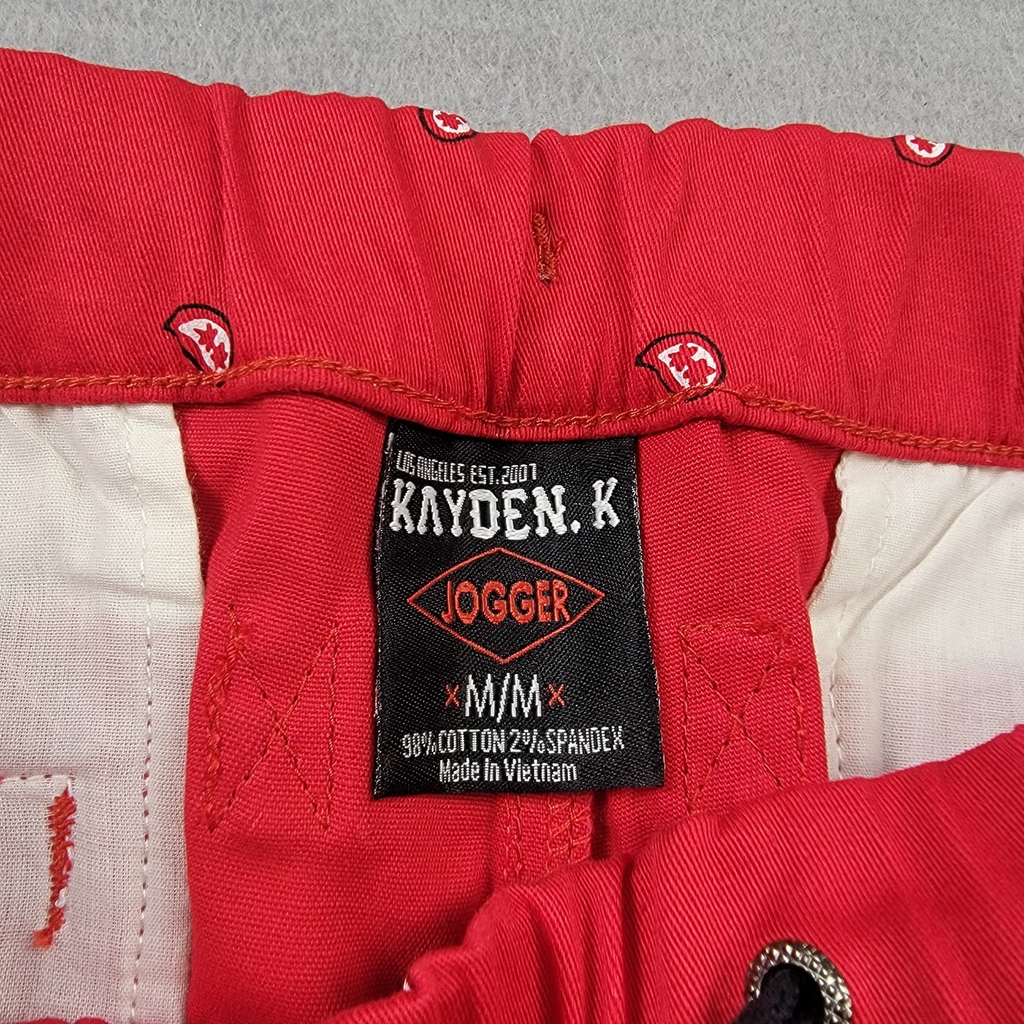 Kayden K KDNK Red Paisley Print Jogger Pants Men Medium NWOT 98% Cotton2