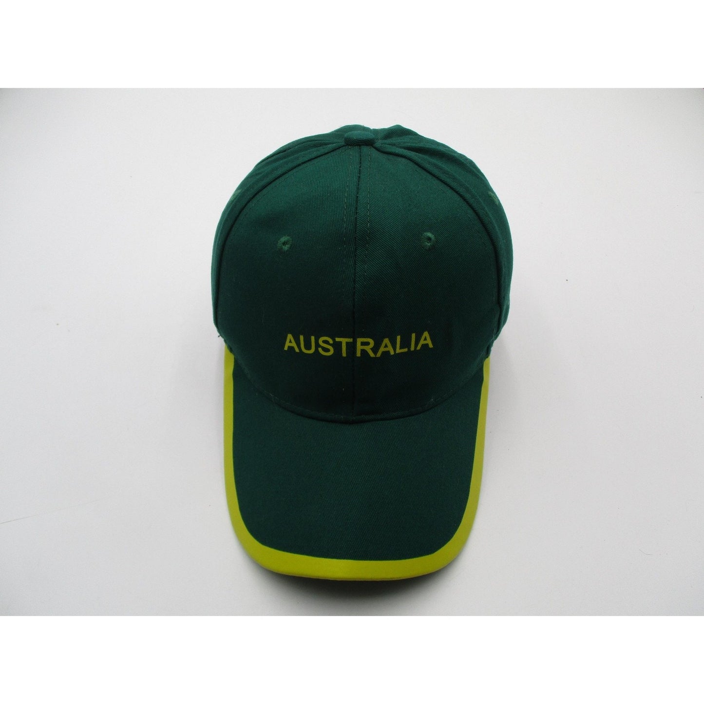 Australia Hat Cap Strap Back Mens One Size Green Yellow Kangaroo Emu Souvenir