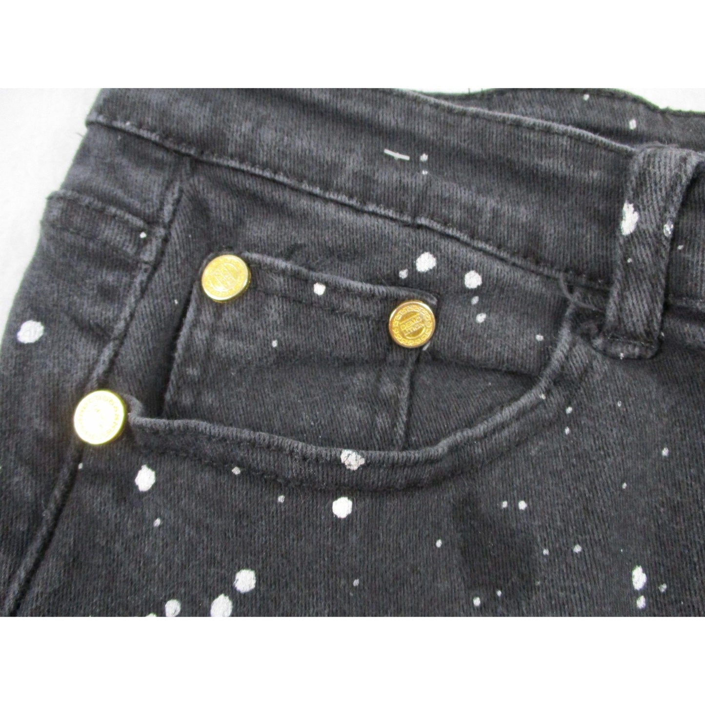 Demolition Shorts Mens 38 Black Paint Splatter Biker Denim Distressed Stretch