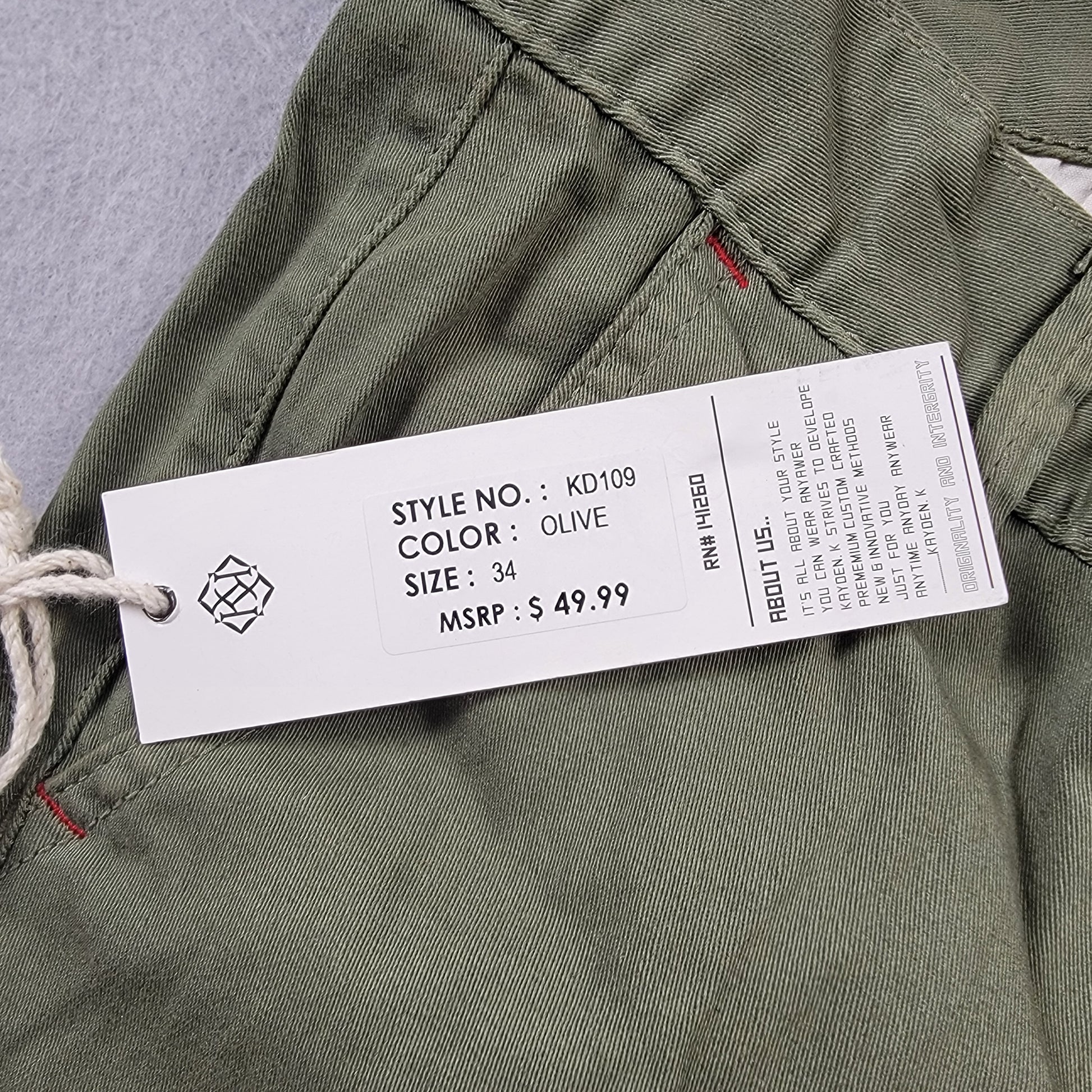 Kayden K Los Angeles Olive Jogger Pants Men 34 NWT Style KD109 Twill Cuffed 5542
