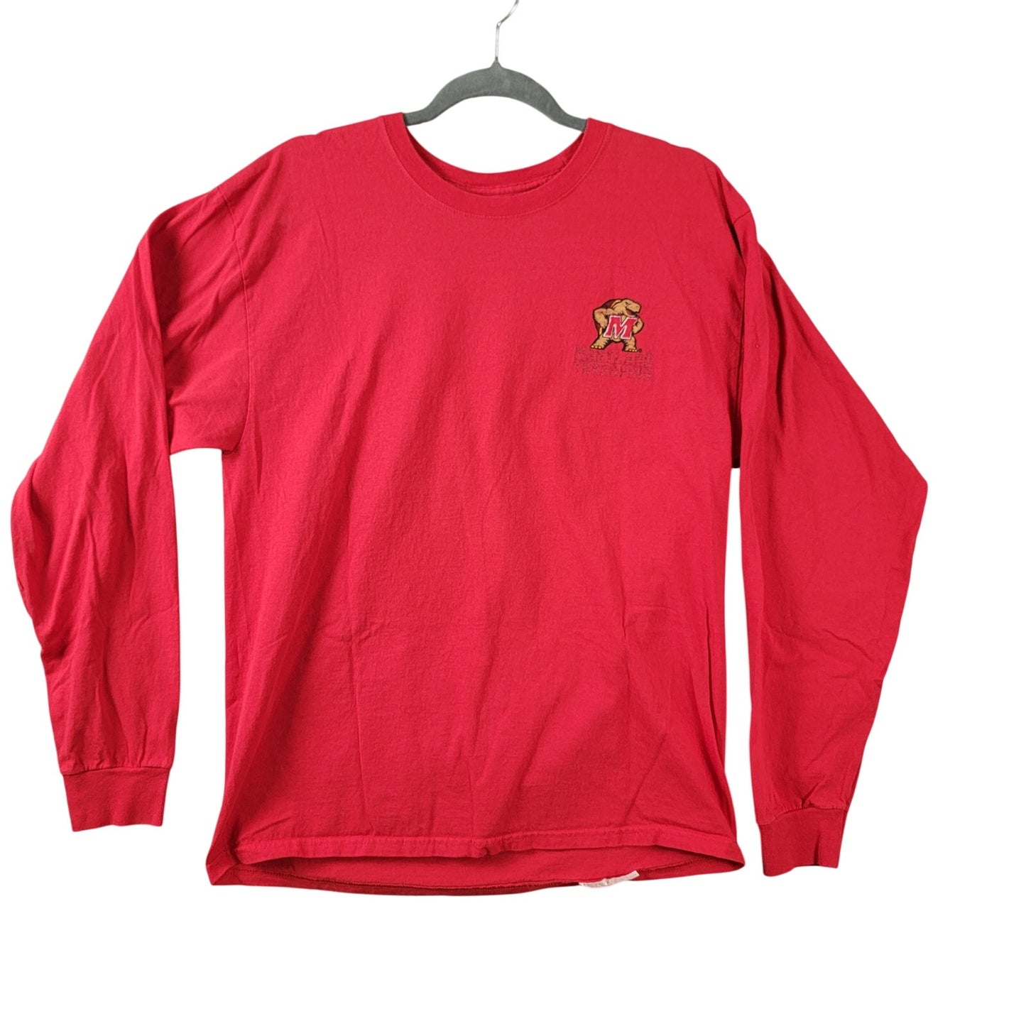 Hanes Maryland Terrapins Long Sleeve T-Shirt Mens Size L Red Turtle Logo