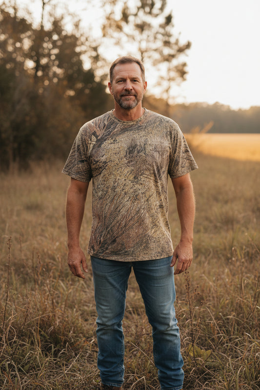 Game Winner Mens Mossy Oak Break Up Camo Cotton T-Shirt Small Preowned Hunting0