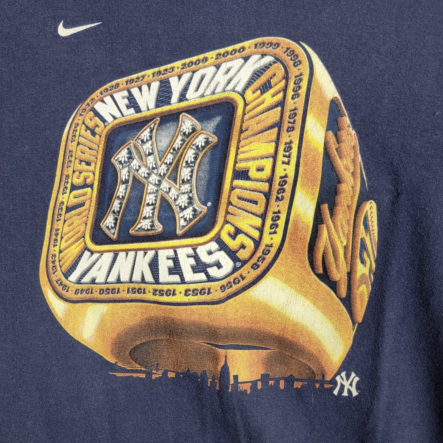 Vintage Nike Team Yankees World Series Champions T Shirt Youth L Navy Y2K2
