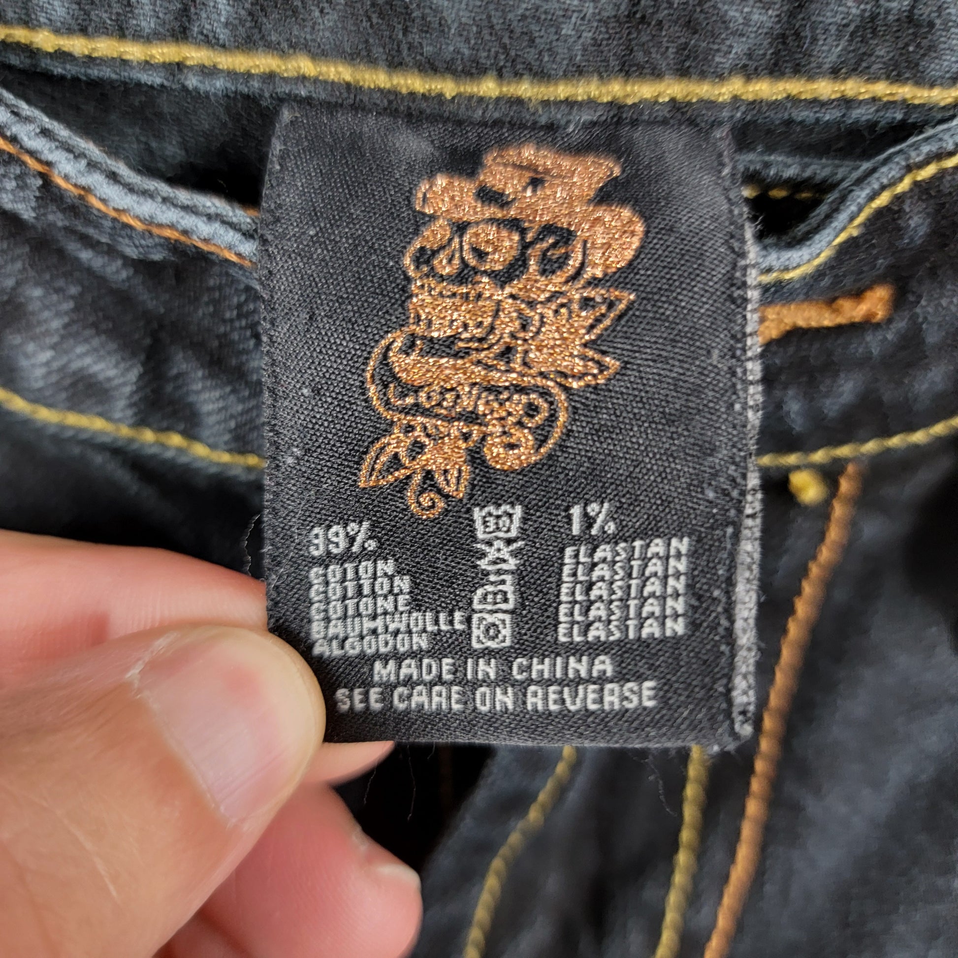 Vintage Ed Hardy Christian Audigier Skull Jeans Womens 27 Black Skinny Y2K5