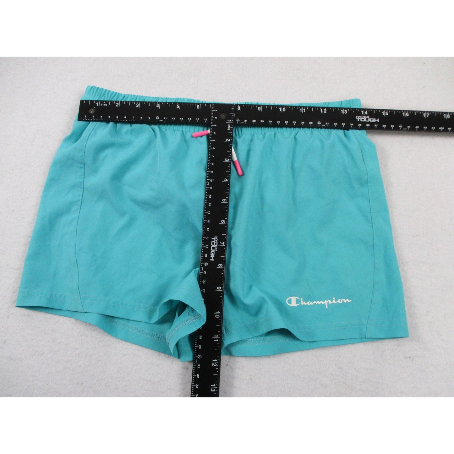 Champion Swim Shorts Kids 14 16 Teal Blue Elastic Waist Drawstring Logo Preowned