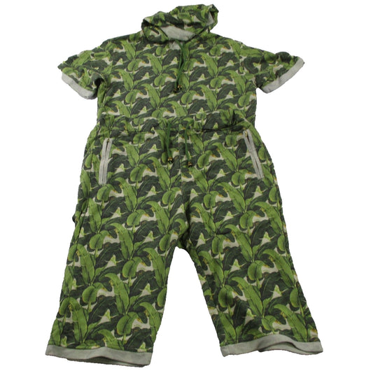 Kash Sweatsuit Set Mens Large Green Tropical Leaf Hoodie Shorts 2 Piece Usa 1674
