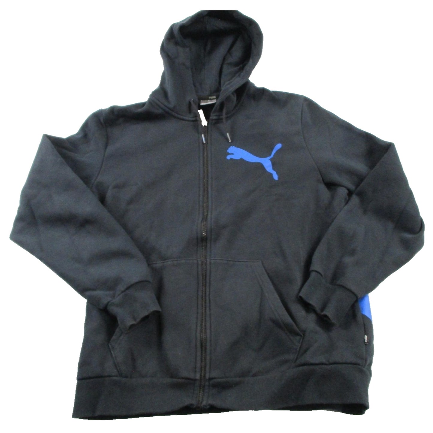 Puma Tracksuit Men Large Black Blue Logo Fleece Hoodie Jogger Sweatsuit Set 1690