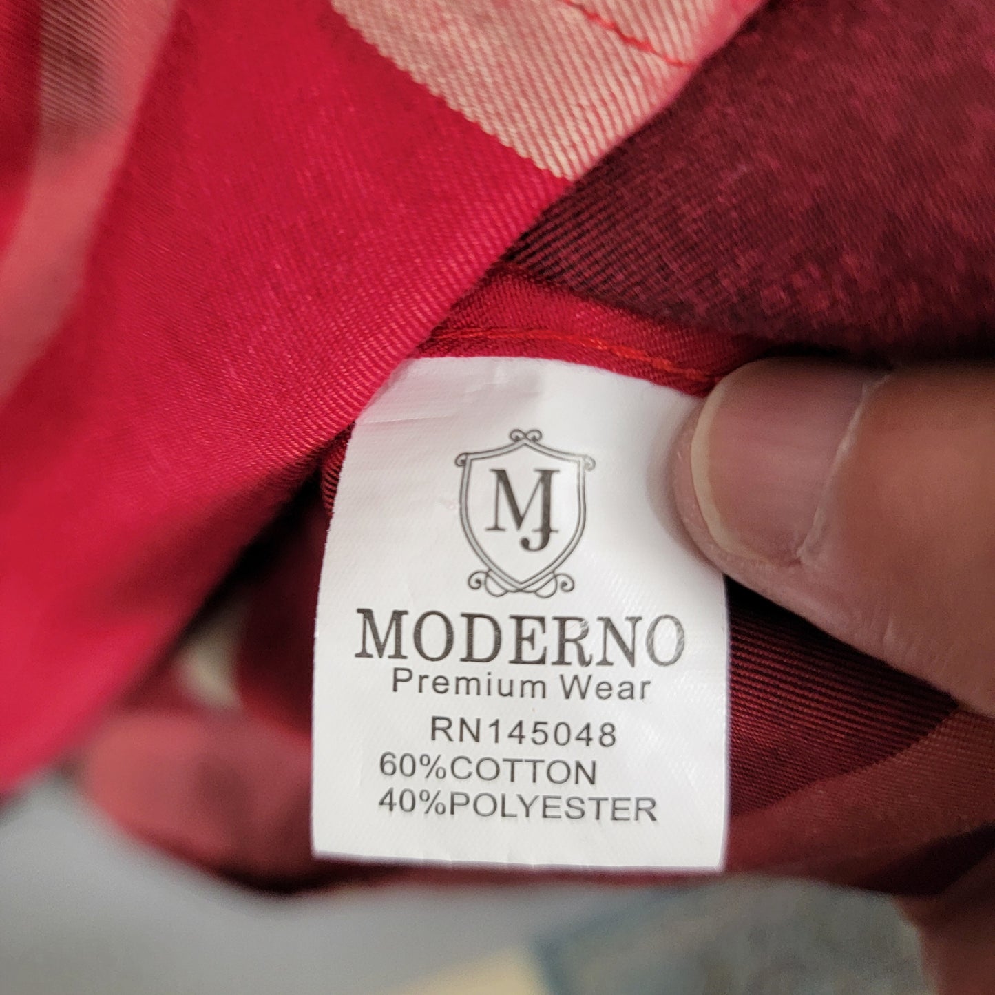 Moderno Premium Wear Mens Plaid Check Button Down Shirt Red 3XL Preowned3