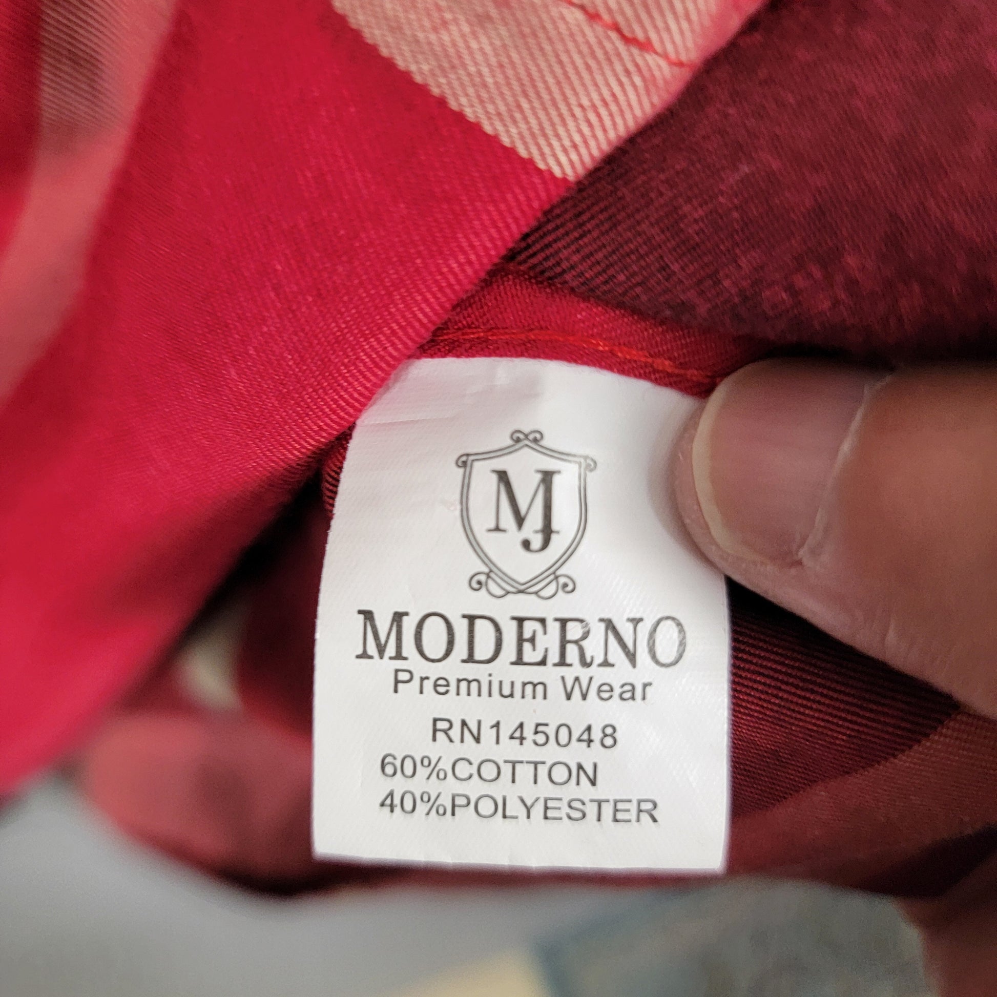 Moderno Premium Wear Mens Plaid Check Button Down Shirt Red 3XL Preowned3