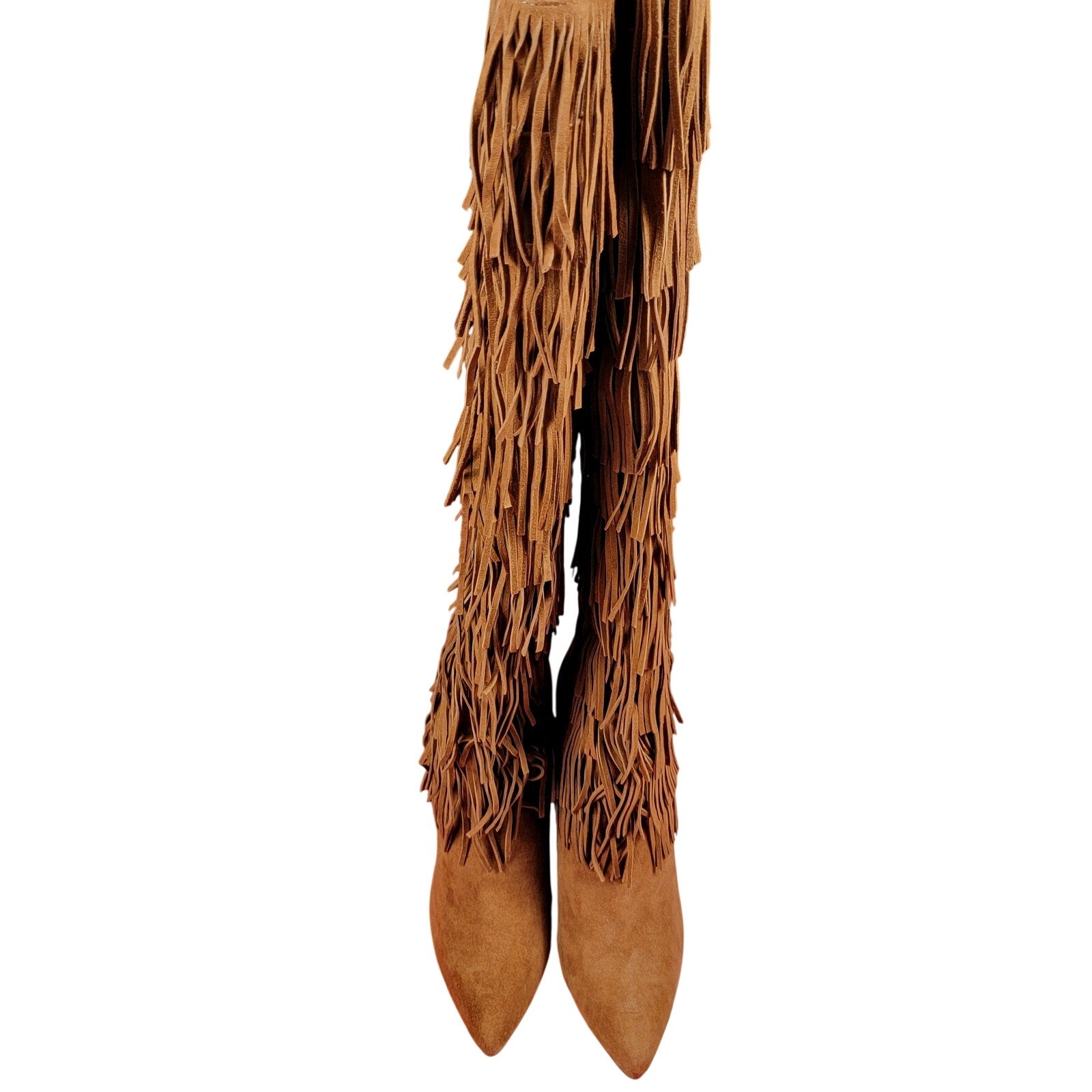 Steve Madden Maraka Fringe Over The Knee Boots Chestnut Suede Womens 6 New3