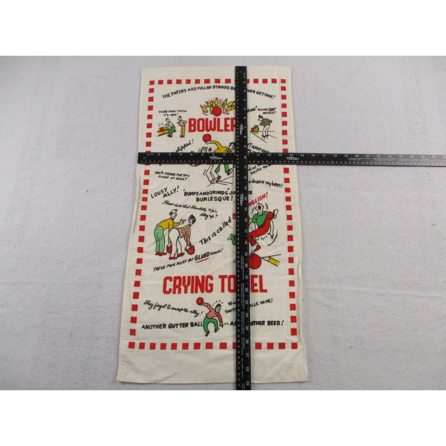 Bowlers Crying Towel Multicolor Cotton Retro Bowling Kitchen Tea Towel Humor