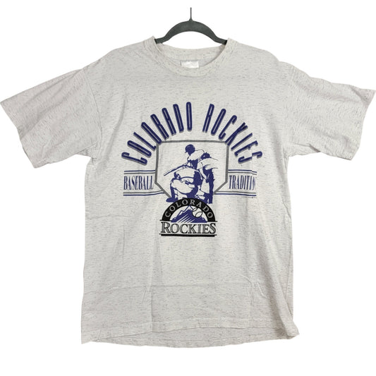 Vintage 1993 Colorado Rockies T Shirt Mens L USA Locker Line Single Stitch0