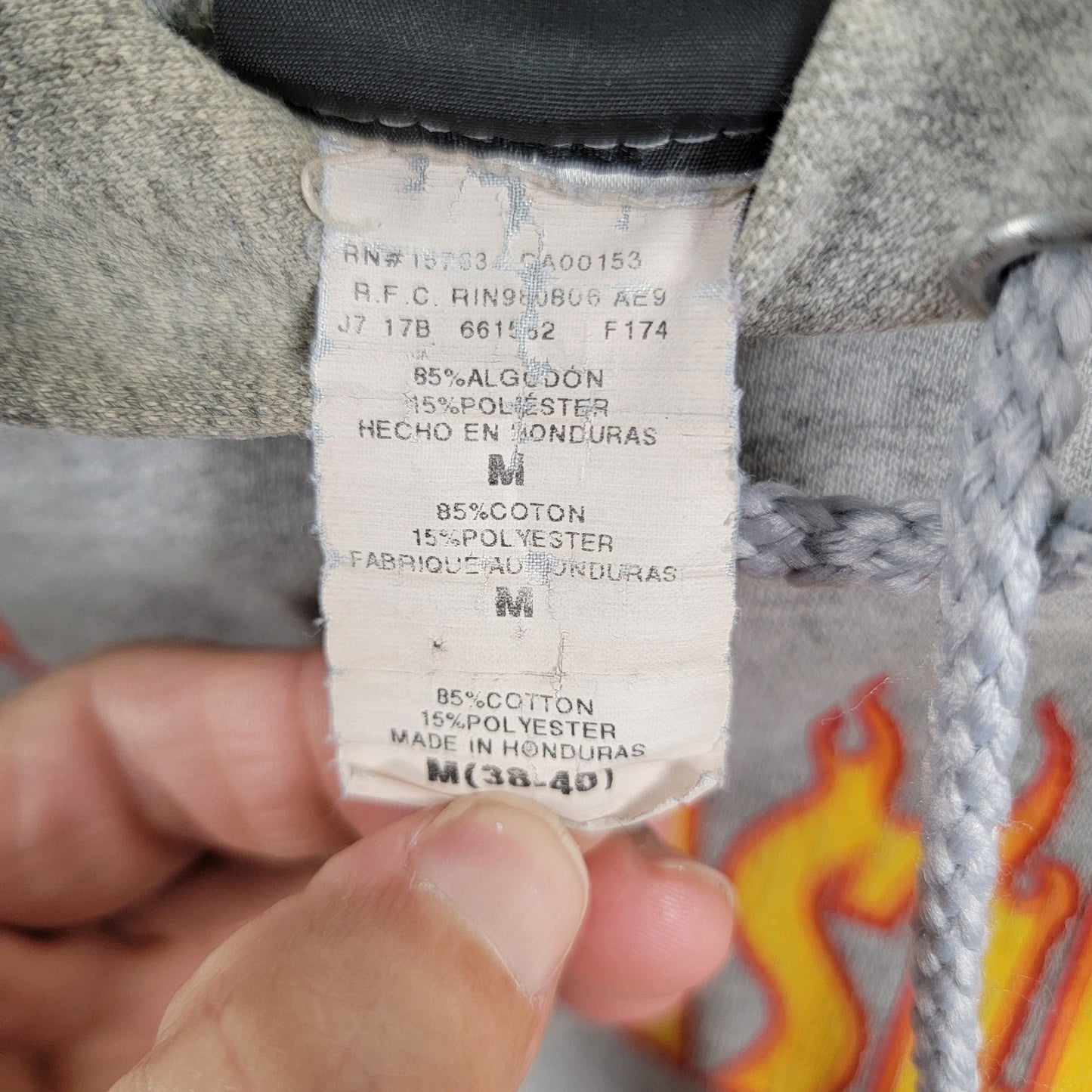 Thrasher Magazine Flame Logo Hoodie Mens Medium Gray Skateboard Preowned 310