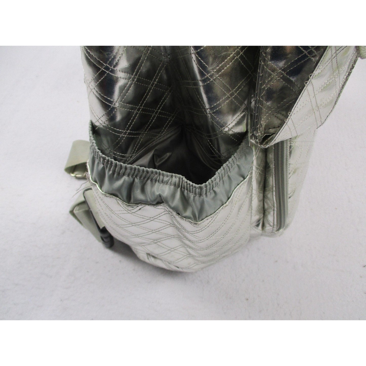 Life Is Tennis Metallic Quilted Backpack Bag Silver Tennis Racket Holder Gear
