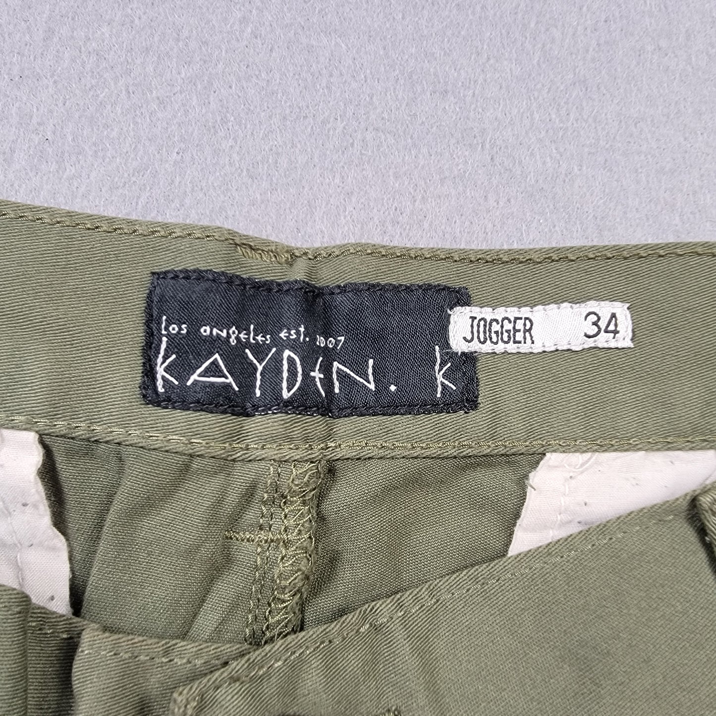 Kayden K Los Angeles Olive Jogger Pants Men 34 NWT Style KD109 Twill Cuffed 5541