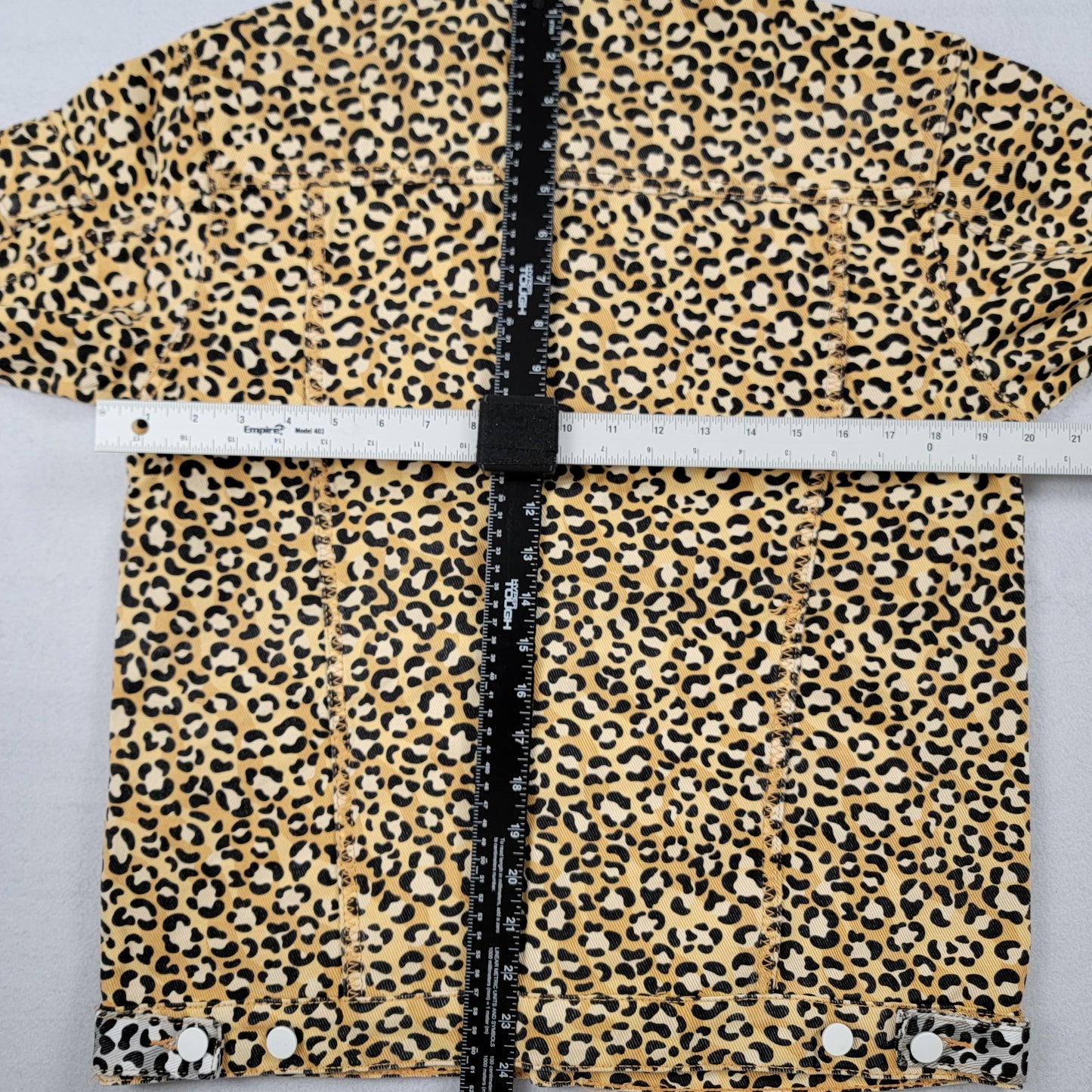 The Hideout Clothing Frosty Tropics Leopard Denim Jacket S NWT 200 Made 778-7824